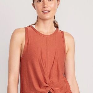 Rust Sleeveless Twist-Front Tank Top freely peach orange athletic top